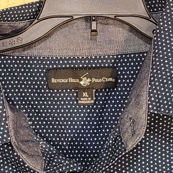 Beverly Hills Polo Club Button Up Shirt Mens XL Blue Pattern Long Sleeve - Picture 3 of 15